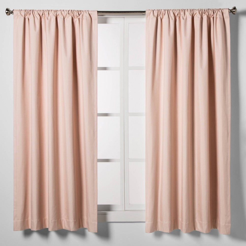42"x63" Room Darkening Heathered Window Curtain Panel Pink - Room Essentials: Noise Reduction, UV Protection, Thermal Insulated - Bellso